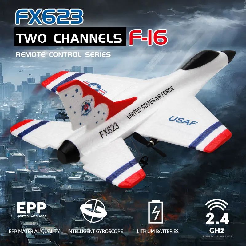 New Fx623/F16 RC Airplane Two Channel 2.4G Fighter Fixed Win