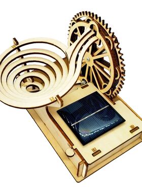 3D Wooden Marble Run Track Solar Powered DIY Puzzle Model As