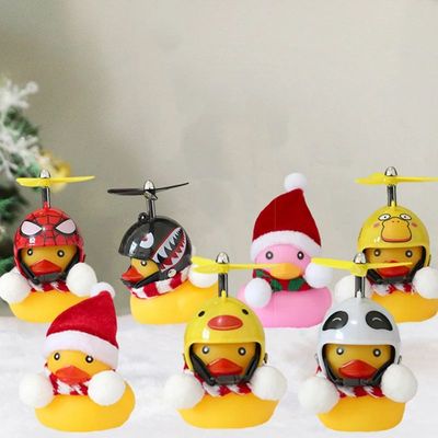 Christmas Car Duck With Helmet Toy Car Ornament  Rubber Duck