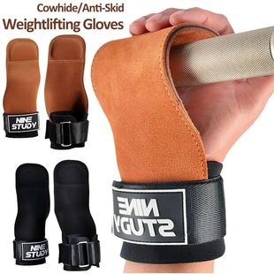 Double Layers PU Leather Gloves Wrist Straps for Weight lift