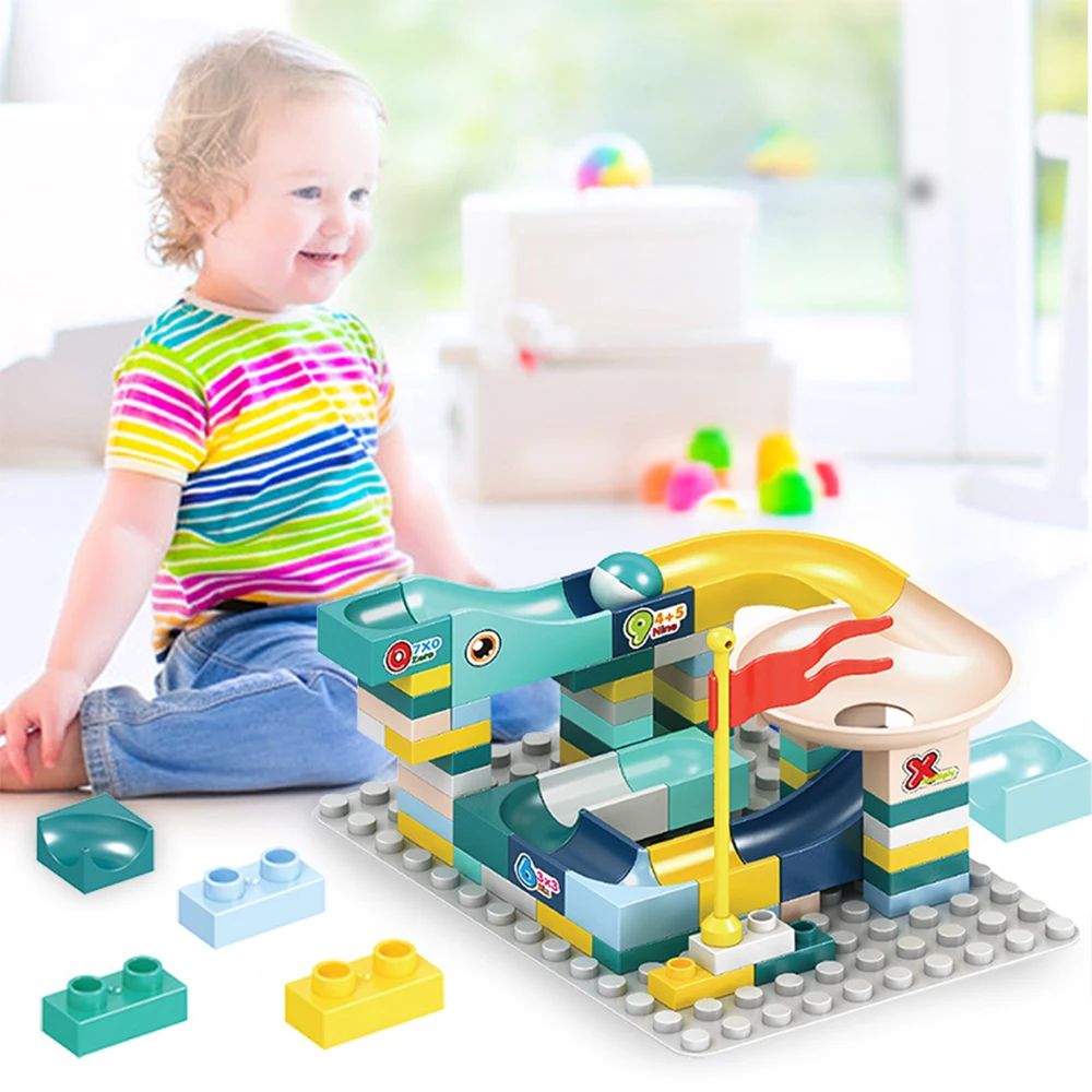 65-100pcs Marble Race Run Compatible City Big Building Block