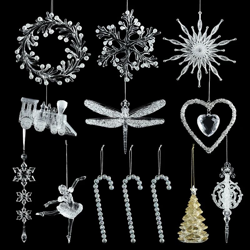 Christmas Crystal Ornaments Snowflake Christmas ree Transpar