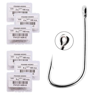 100pcs Fishing Hooks Pint Hook with Eyes Sea Hook Stainless