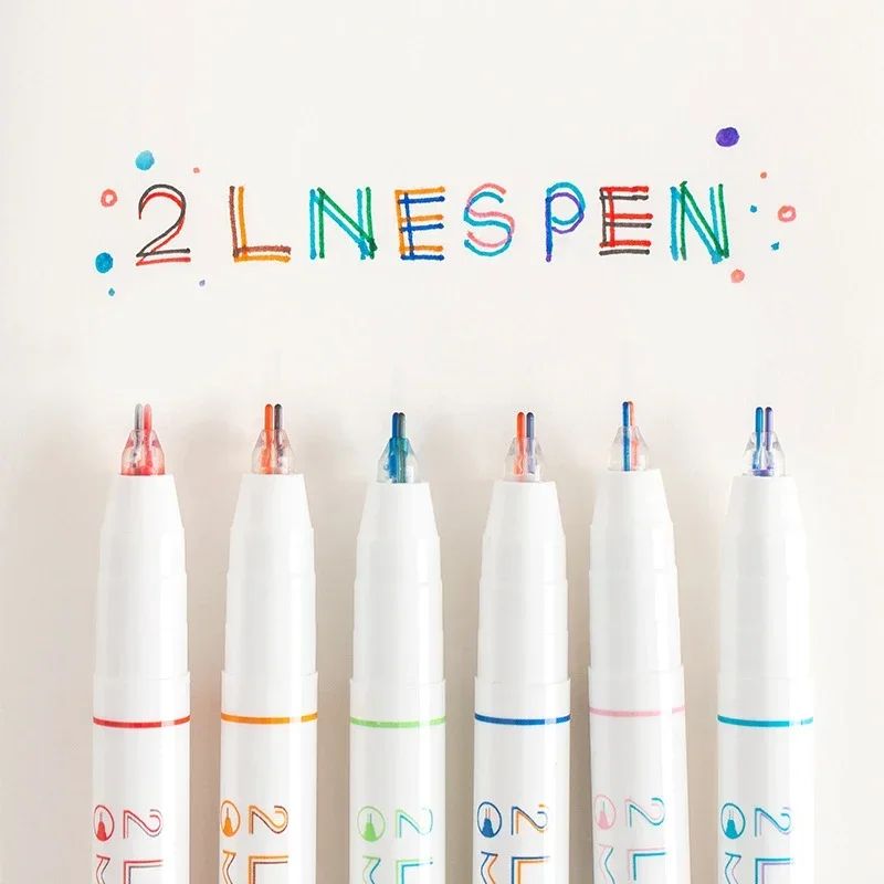 6pcs 2 Lines Colored Marker Pens DIY Drawing Painting Graffi