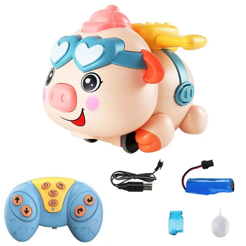 RC Pig Kids Bubble Machine Robot Animal Spray Fog Music Elec