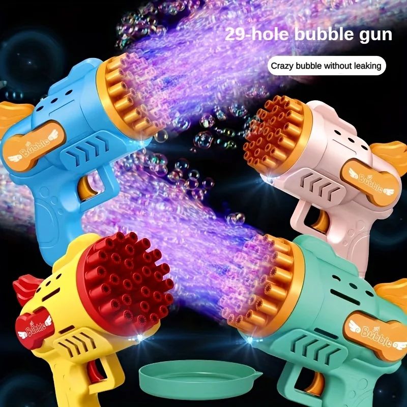 Light-Up Bubble Gun - 29-Hole Gatling Blaster for Boys & Gir