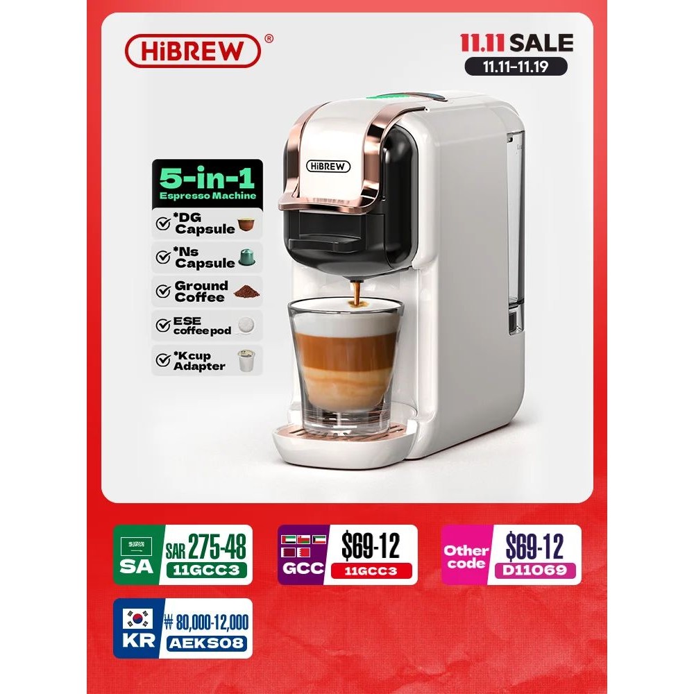 HiBREW 5 in 1 Multiple Capsule Coffee Machine Hot/Cold DG Ca