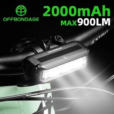 OFFBONDAGE Bicycle Light Front 900Lumen Bike Light 2000mAh W