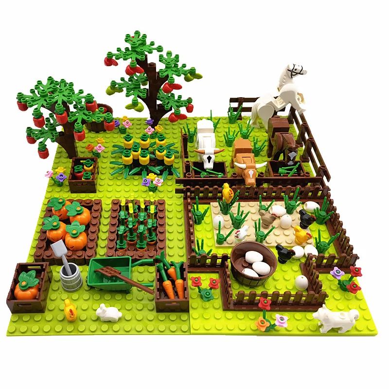 MOC Farm Animals rees Plants Building Blocks for Kids Compat