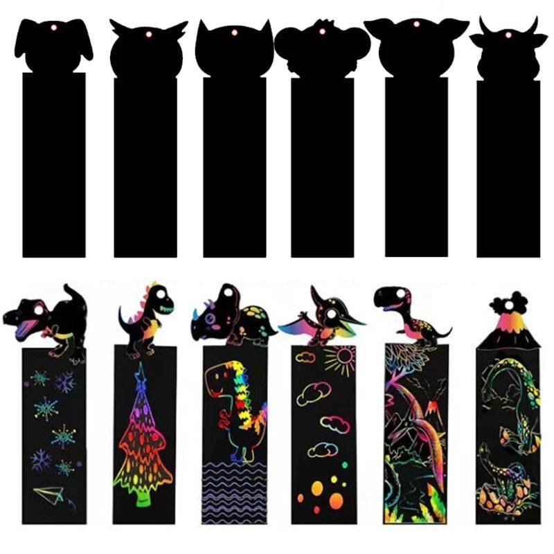 12PCS Bookmark Scratch Paper DIY Children Painting Toys Puzz