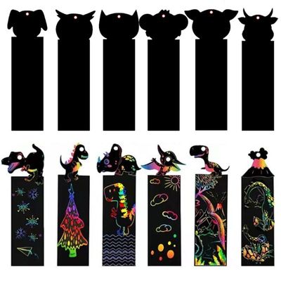 12PCS Bookmark Scratch Paper DIY Children Painting Toys Puzz