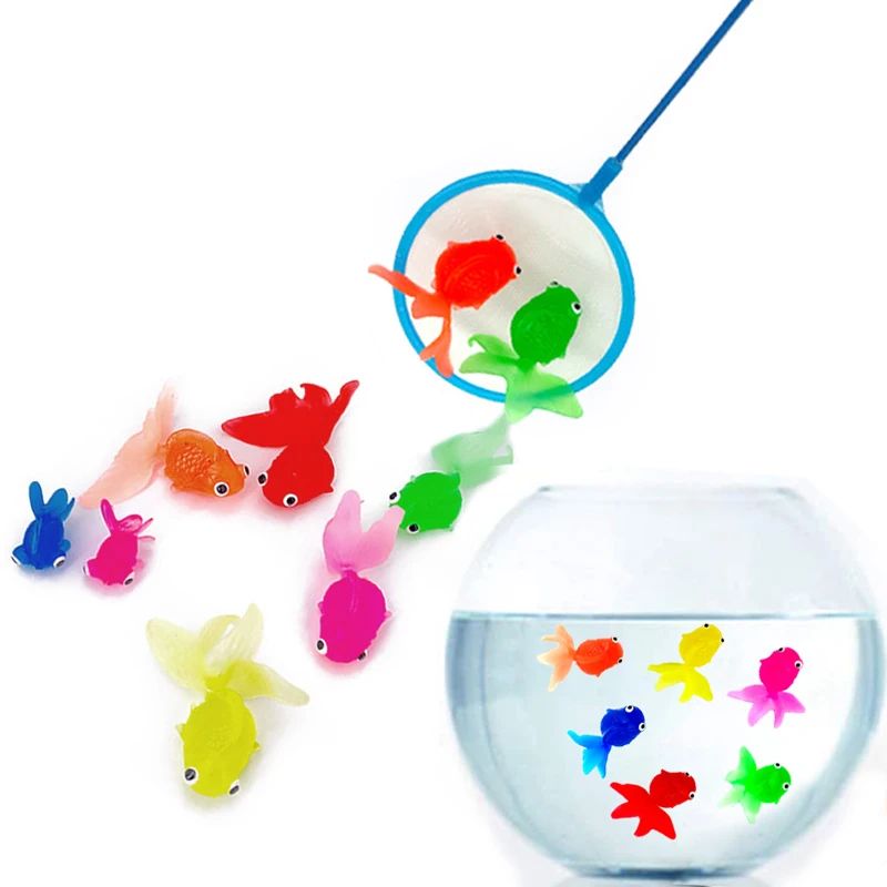7pcs/set Kids Soft Rubber Gold Fish Baby Bath Toys for Child