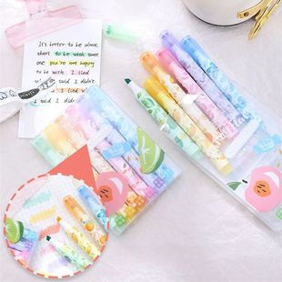 Creative Fruit Scented Highlighter Soft Tip Pens with Stamp