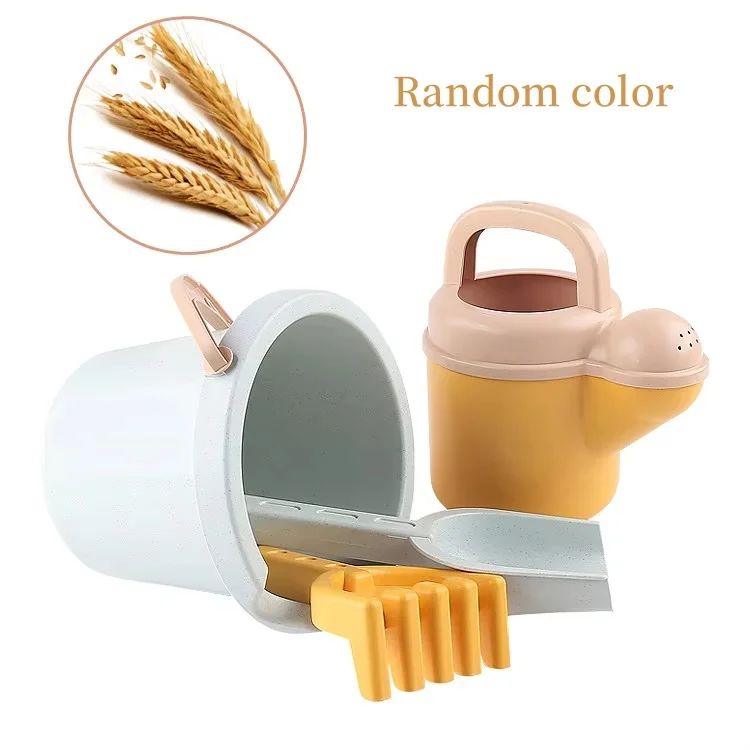 Beach toy wheat straw Random color beach bucket set can hold