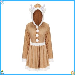 Christmas Costume Cosplay Cute Reindeer Animal Dress Khaki E