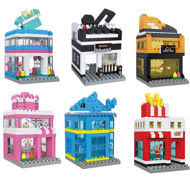 House Building Blocks Mini City Sreet View Clothing Store Aq
