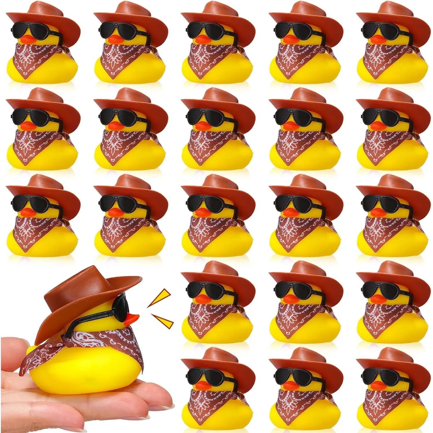 12/24/36 Set Cowboy Rubber Duck Bulk Mini Yellow Duckies Bat