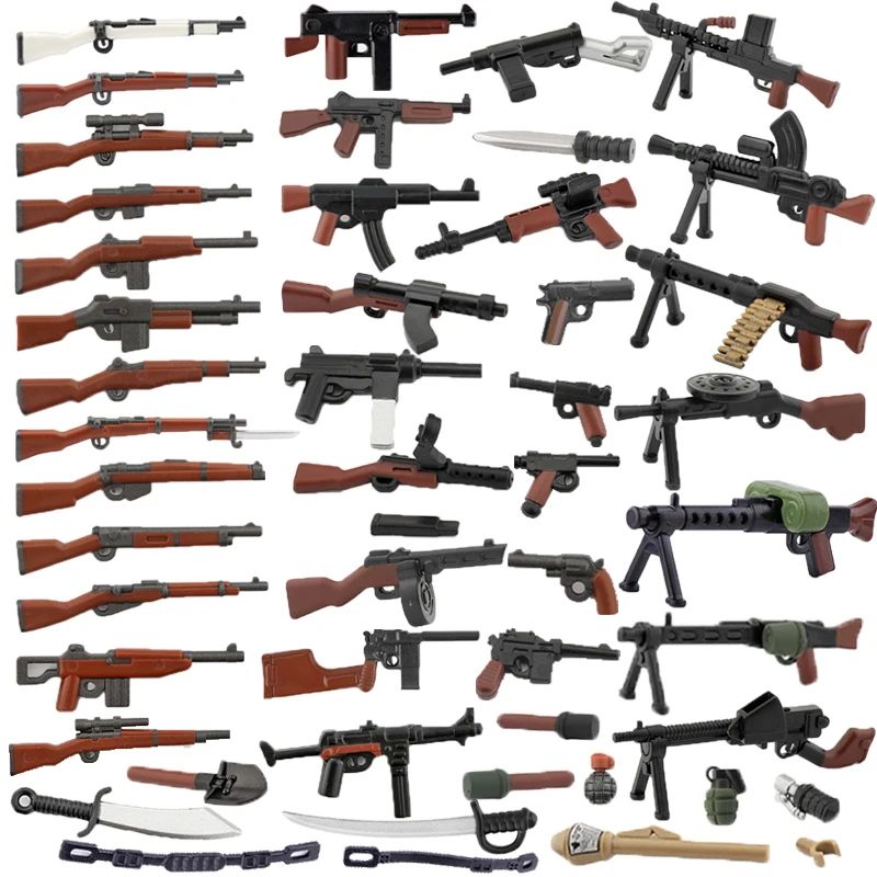 WW2 Solider Figures Weapons Guns Military Building Blocks Mi