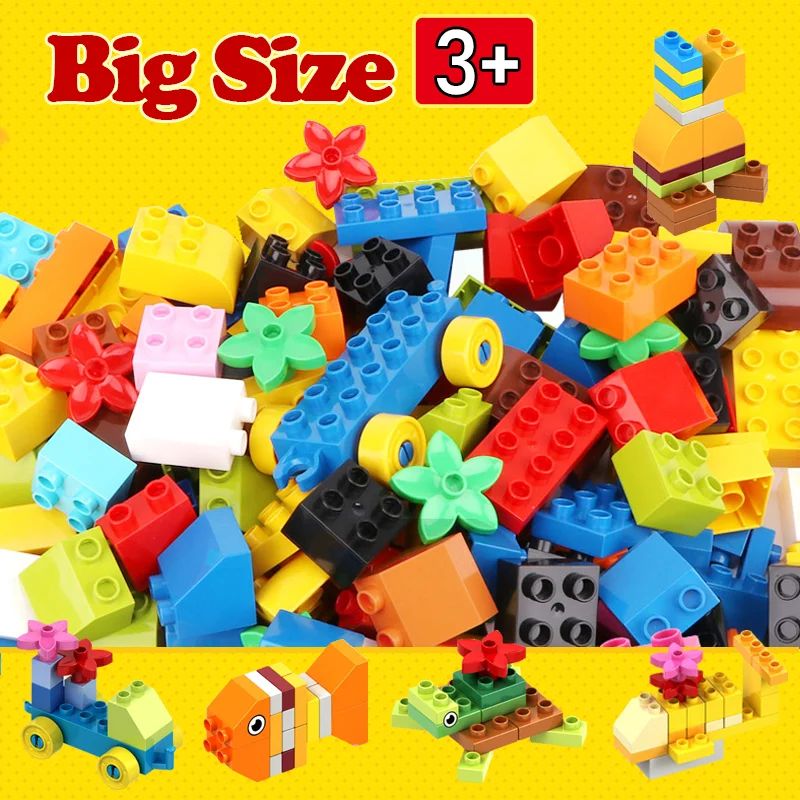 62-310 pieces DIY Building Blocks Bulk Compatible with Duplo