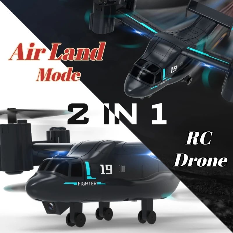 RC Plane with Camera Toys for Boys 2 in 1 Air Land Mode Remo