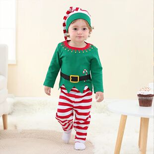 Baby Christmas Elf Costume Green Clothing Set Toddler Boys G
