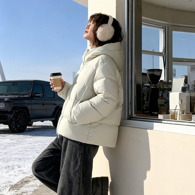 【三星95绒】LU家新款轻盈款泡芙五格连帽羽绒服女轻软蓬羽绒外套