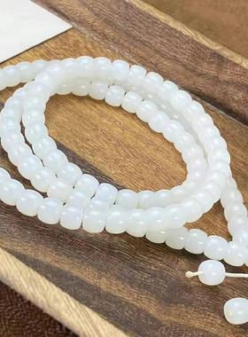 新疆和田玉羊脂白玉手串108手链男女款玉石手链项链籽料颈链