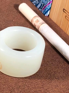 保真正品脂白新疆和田玉籽料扳指戒指原皮毛孔苏州名家玉质油润