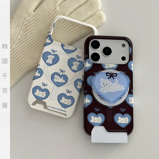 theninemall韩国代购 可爱狗狗磁吸插卡菲林壳17promax手机壳硬壳