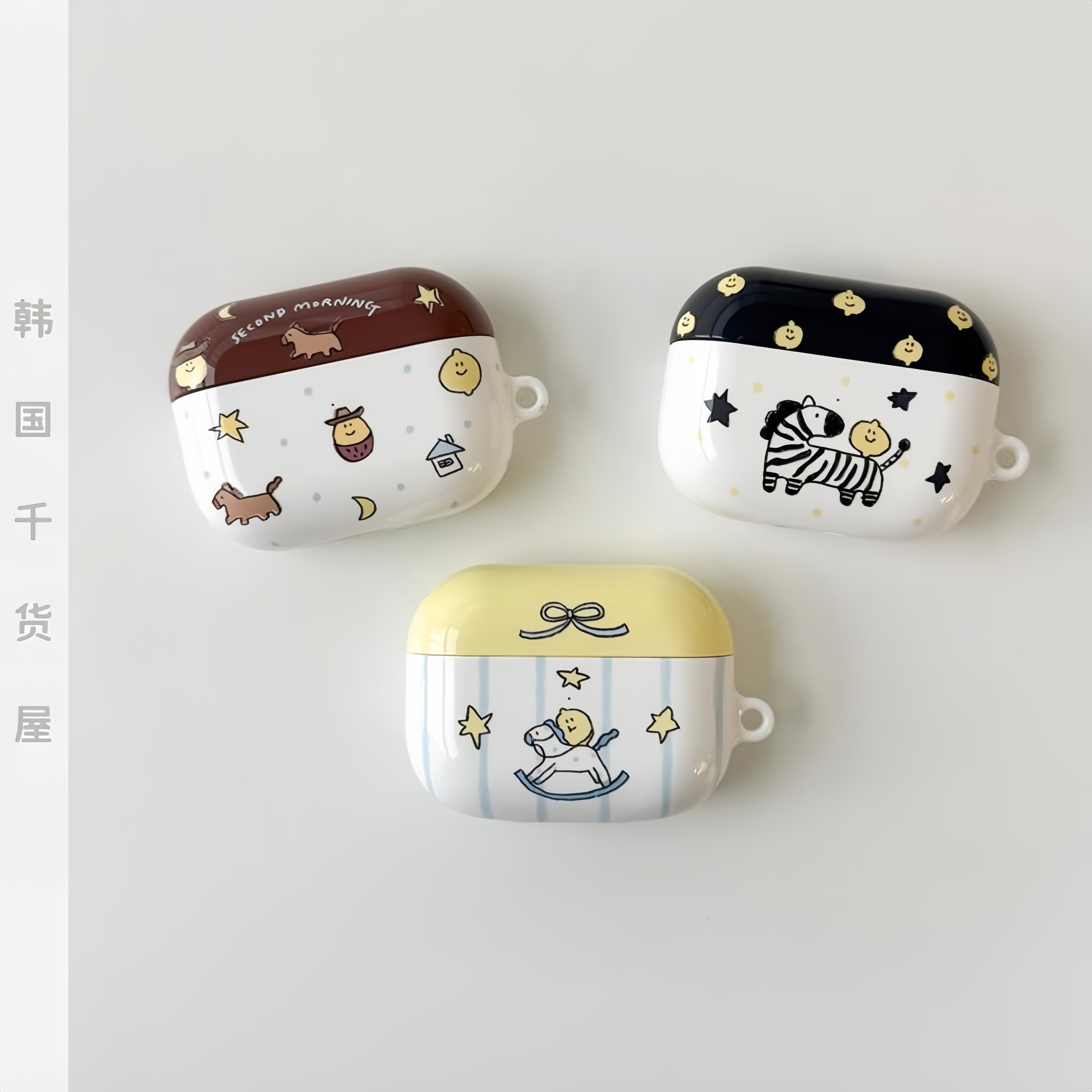 SecondMorning韩国代购可爱木马柠檬牛仔红薯airpods pro3代耳机壳保护壳airpods4代硬壳