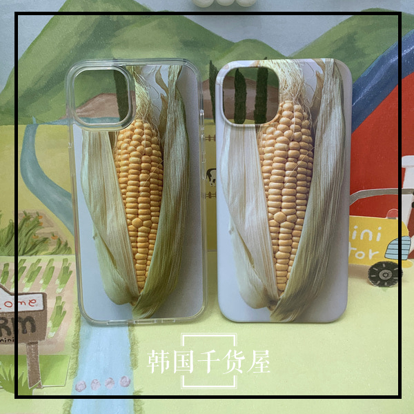 韩国inimini正品代购ins风创意玉米手机壳13promax情侣硬壳半包