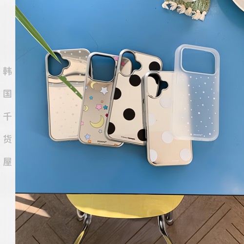 byemypie韩国代购ins风星星波点镜面银边磁吸手机壳磨砂透明壳
