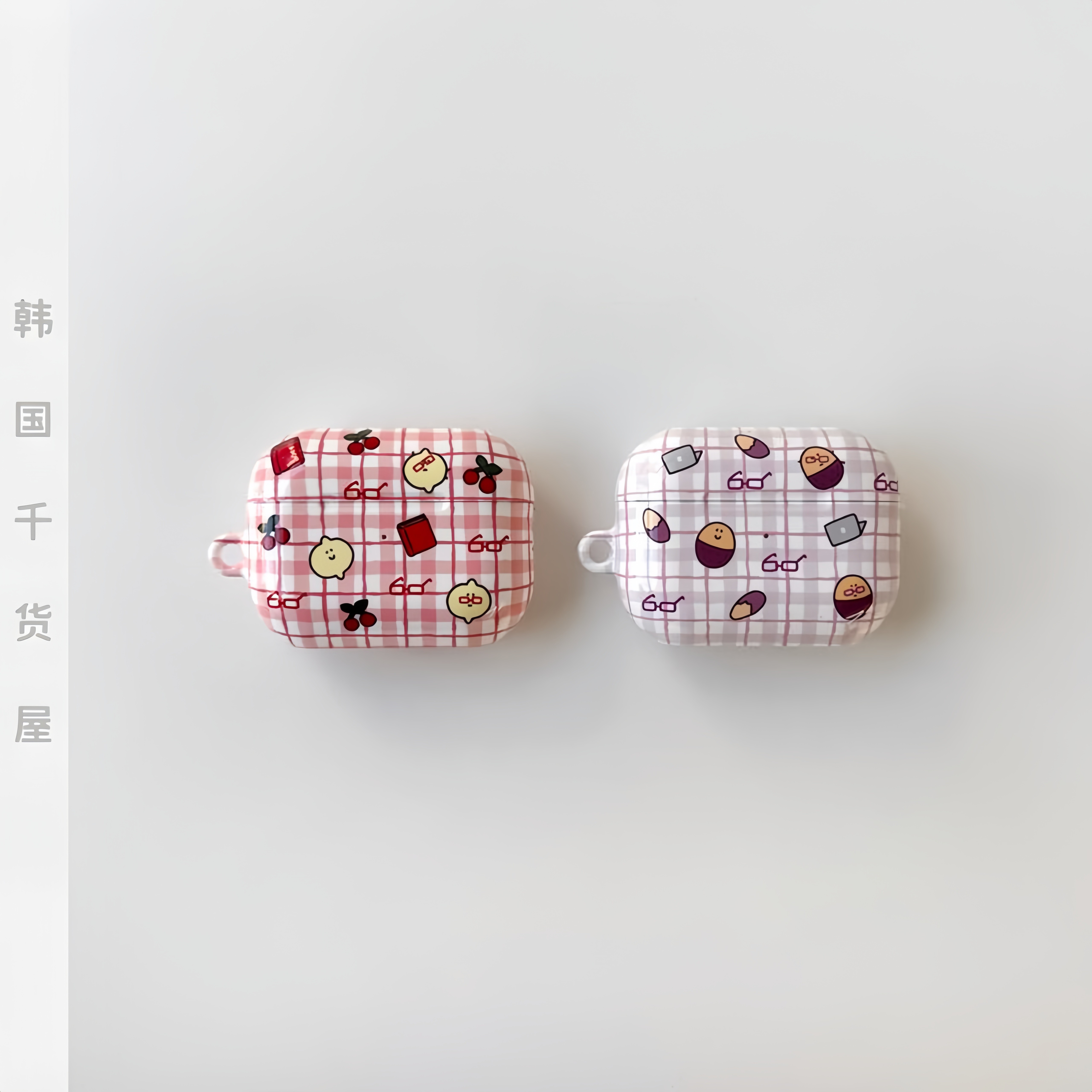 SecondMorning韩国代购格纹可爱柠檬红薯airpods pro3代耳机壳保护壳airpods4代硬壳