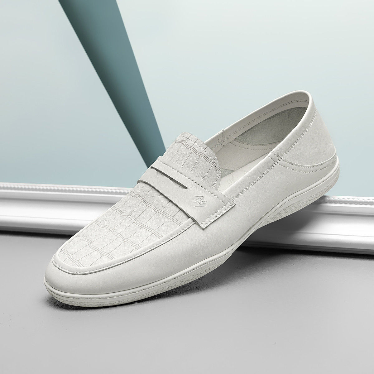 j.benato |正品宾度男鞋白色轻便舒适一脚蹬格纹饰扣男士休闲鞋