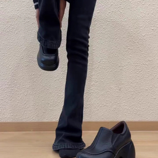 不累脚增高厚底单鞋 时尚 女2025秋冬新款 简约圆头松紧带深口小皮鞋