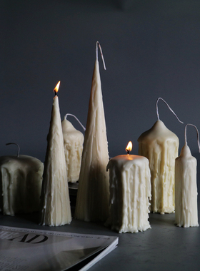 ins小众手作艺术白色滴泪香薰蜡烛法式天然大豆植物蜡烛装饰摆件