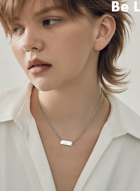 Be  late  经典款冷淡风小方牌项链 时髦休闲锁骨链情侣