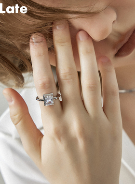 Be late 高级感立体锆石设计时髦凹凸造型开口戒ins风