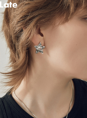 Be late 小众设计感星星造型耳环简约冷淡风ins锆石耳钉潮