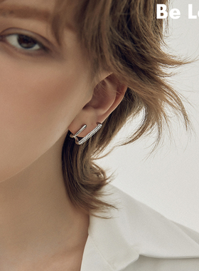Be late  简约锆石双线设计耳环女 精致气质时髦耳饰