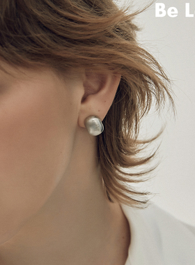 Be late 银色简约日常百搭法式 雾面小耳环 时髦ins风耳钉