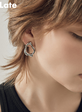 Be late  不对称设计个性小众耳环 简约时髦耳饰