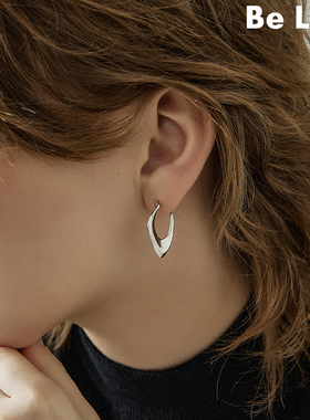 Be late 法式高级感不规则错落造型金属耳环欧美时髦简约冷淡风饰