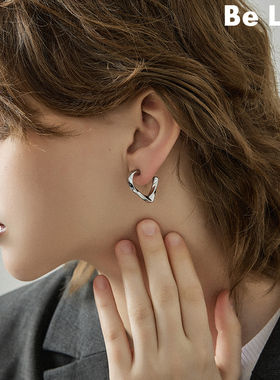 Be late  时髦极简高级金属几何耳钉女小众简约百搭耳环
