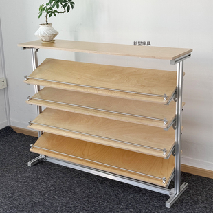 简约铝型材海洋板落地式鞋架收纳架创意玄关储物架展示架鞋子陈列