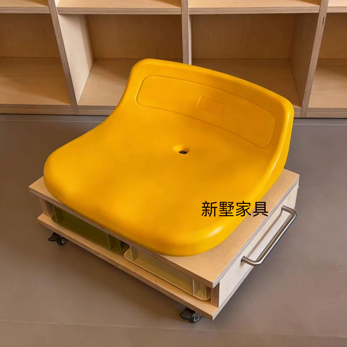 简约桦木移动座椅工作室极简矮凳乌龟凳中古海洋板收纳工具箱凳子