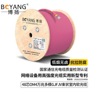 GJFJH低烟无卤束状软 粉紫 博扬 48芯OM4万兆多模室内光缆光纤线