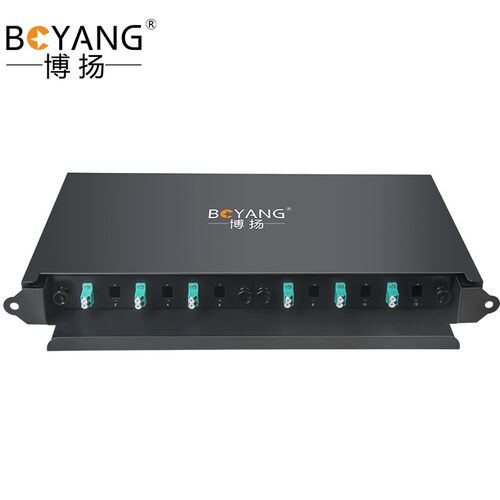 博扬 6口12芯光纤配线架1U单元体LC万兆多模OM4双工12芯满配抽拉