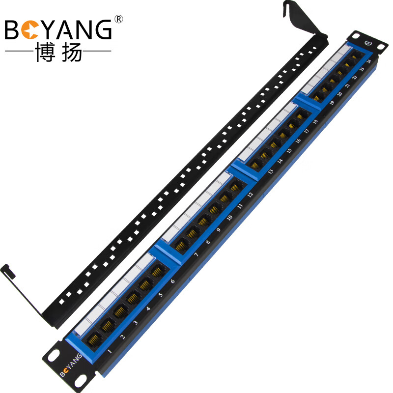 博扬 超五类非屏蔽24口网络配线架19机架式1U机柜配线架BY-5E-24X
