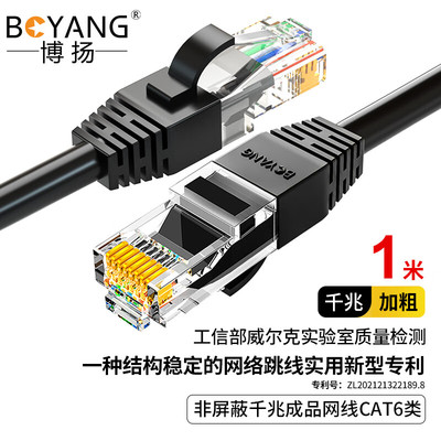 博扬 六类网络跳线 非屏蔽千兆成品网线 CAT6类网线(24AWG) 8芯双